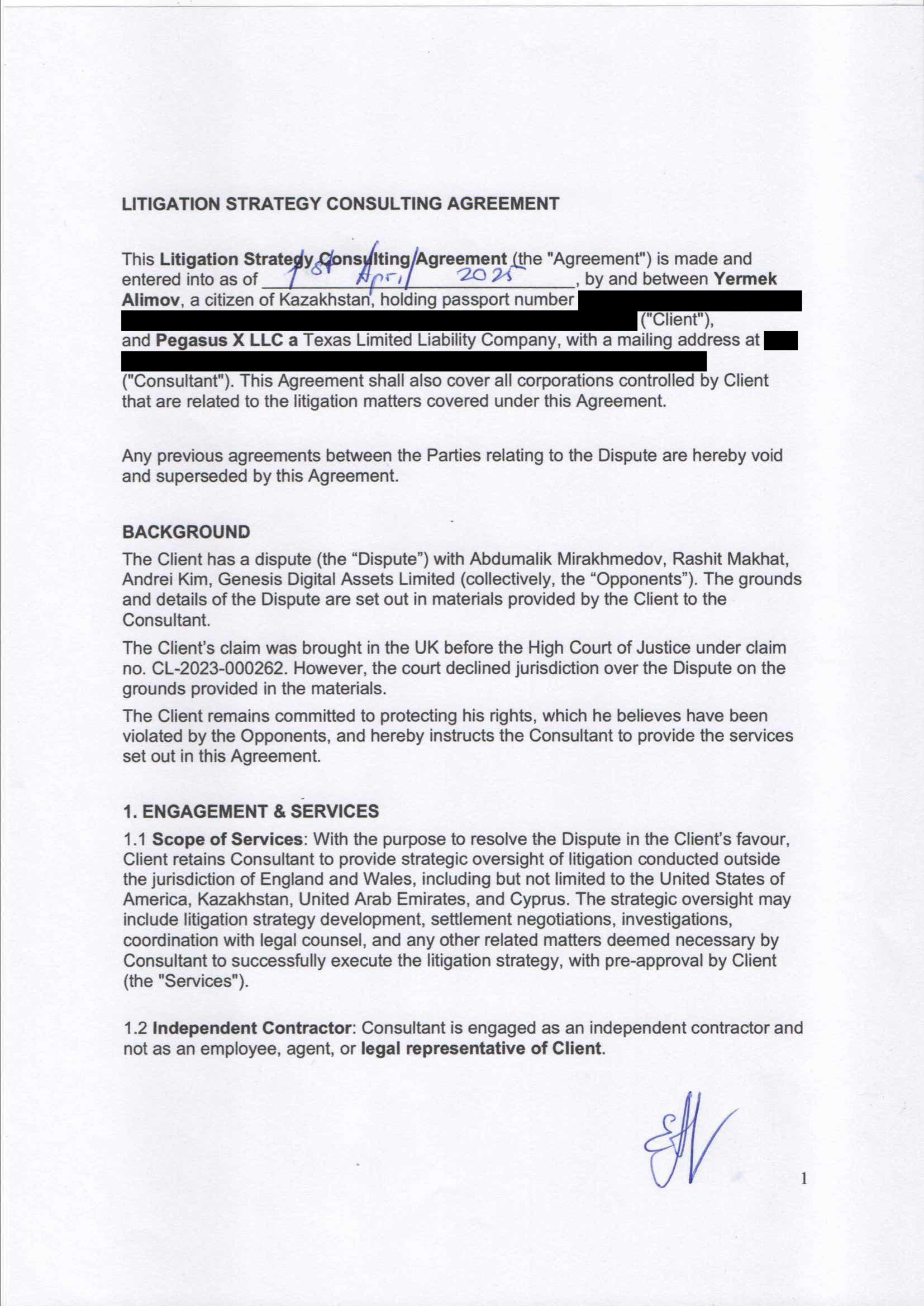 Agreement with Felix 2