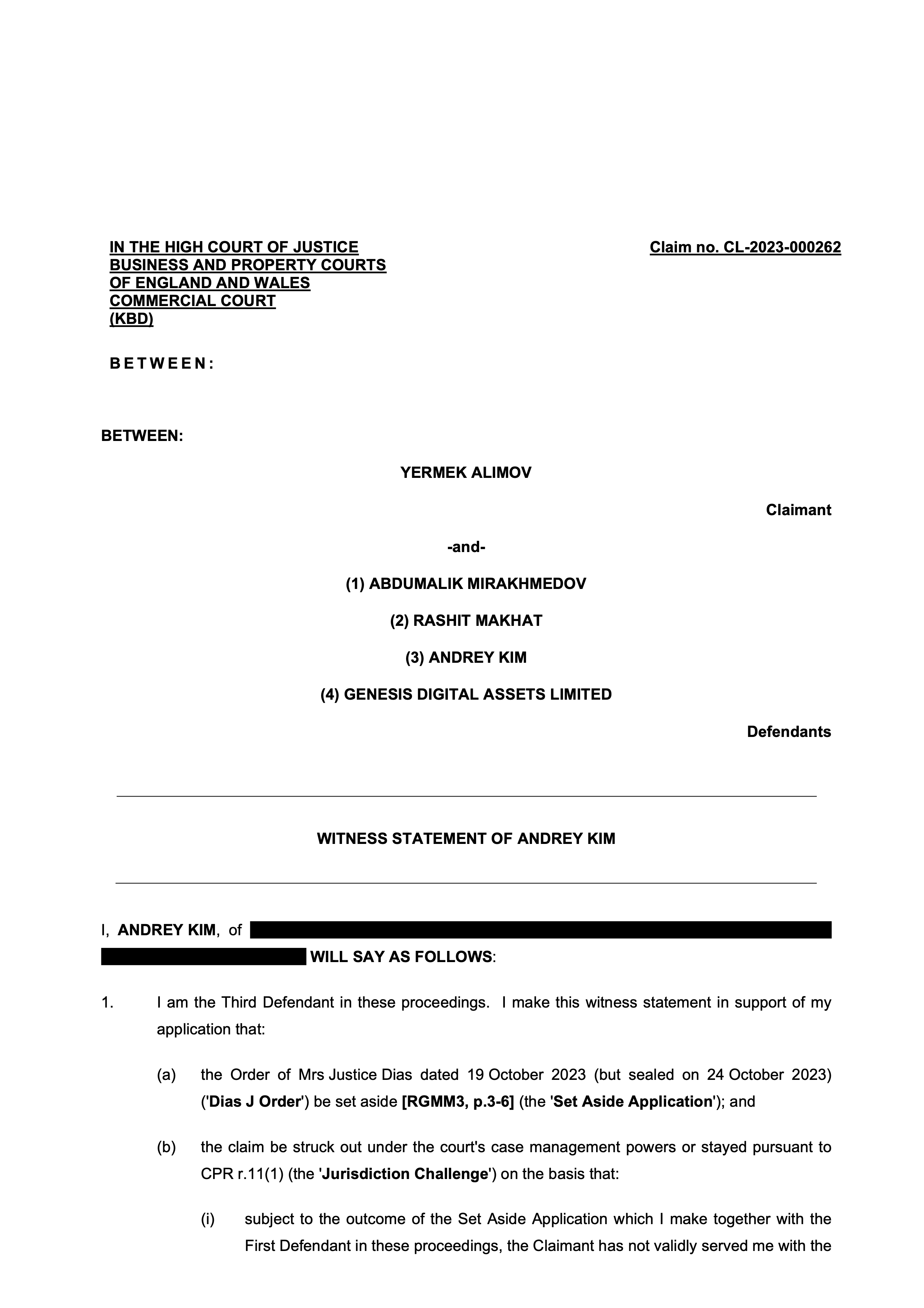 Witness Statement of AK