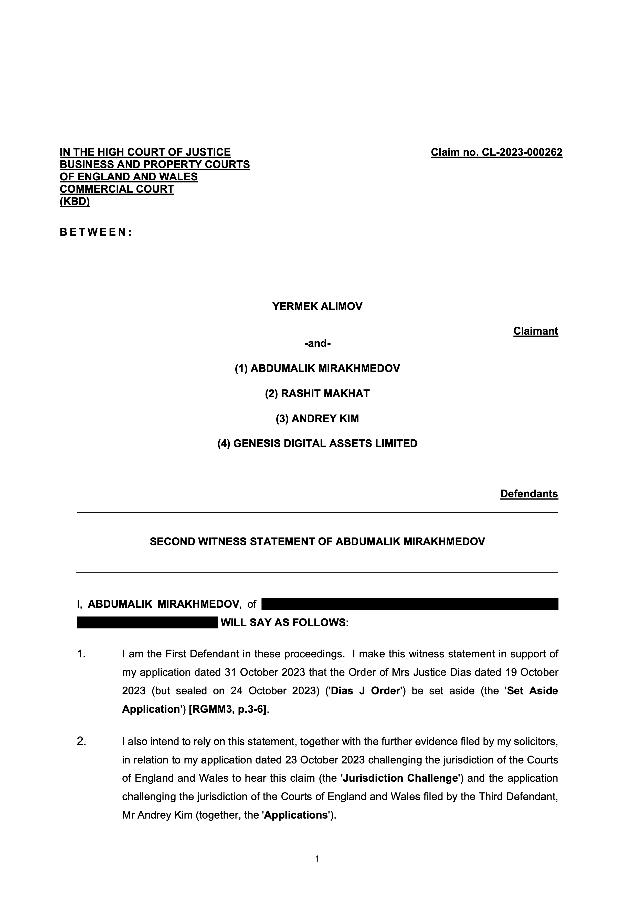 Second Witness Statement of AM