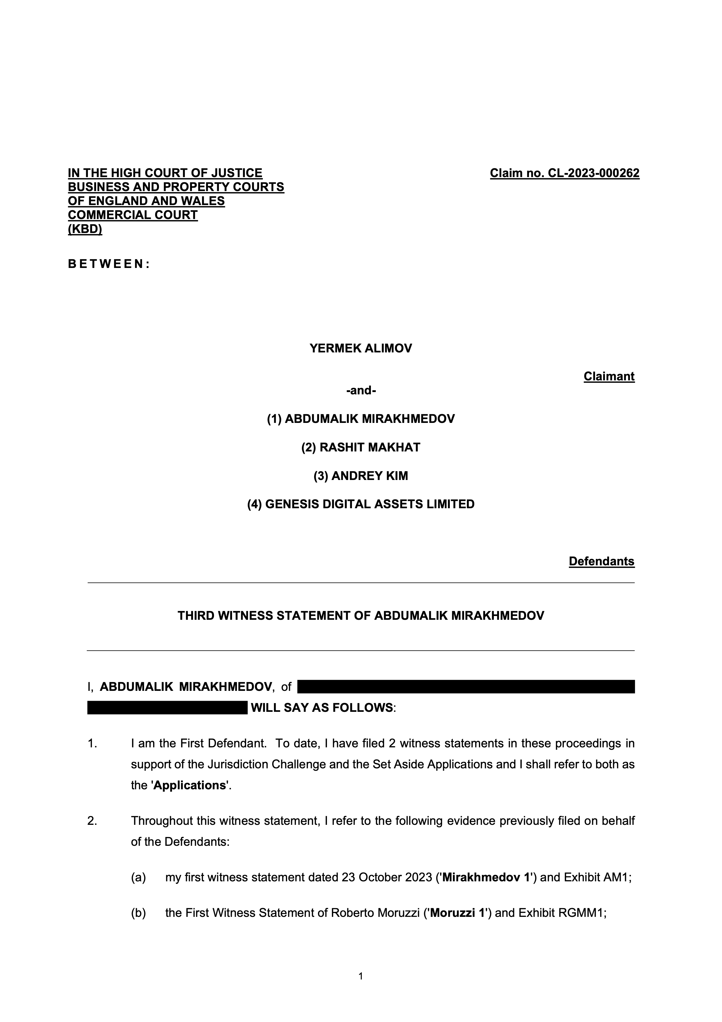 Third Witness Statement of AM