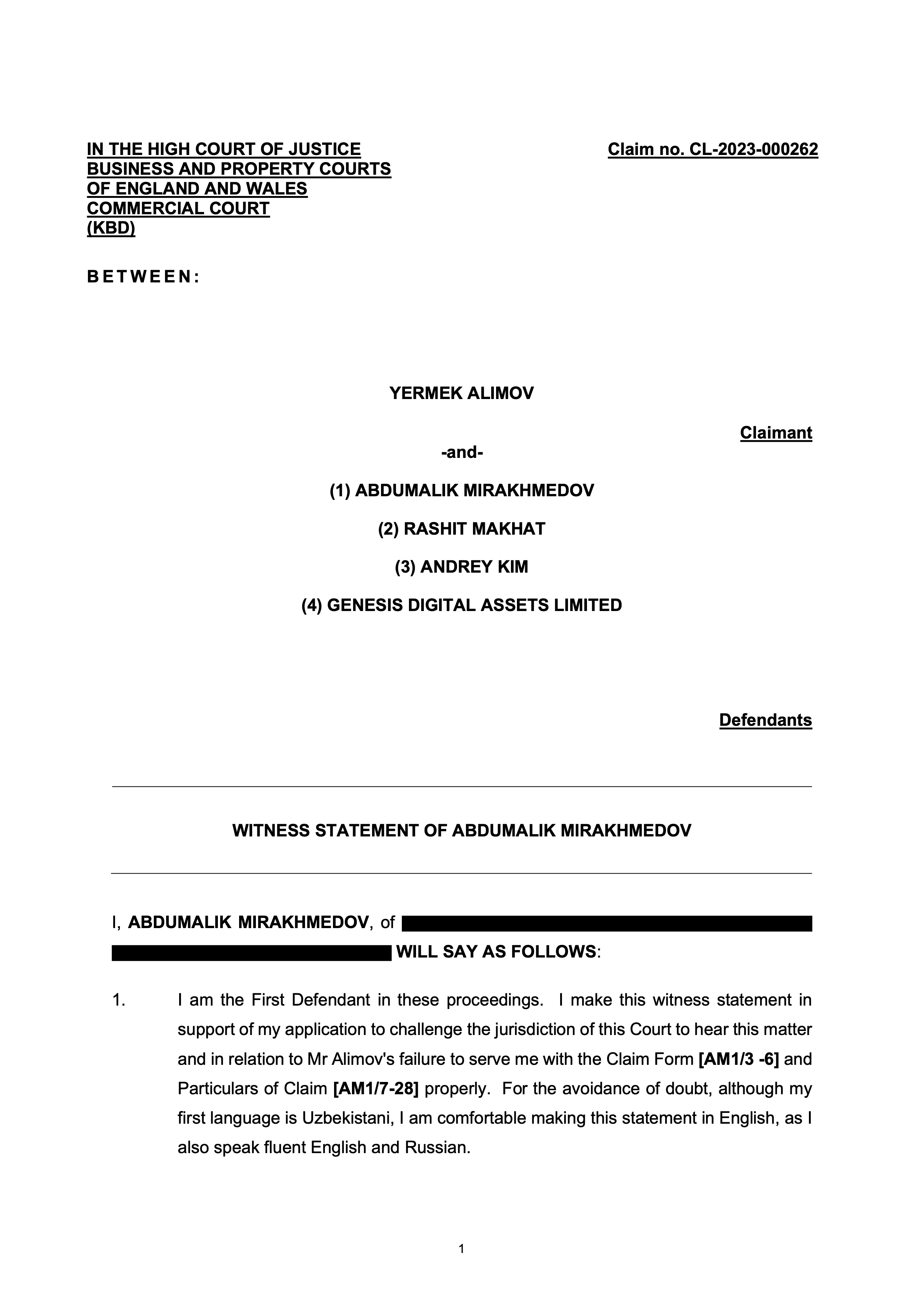 Witness Statement of AM