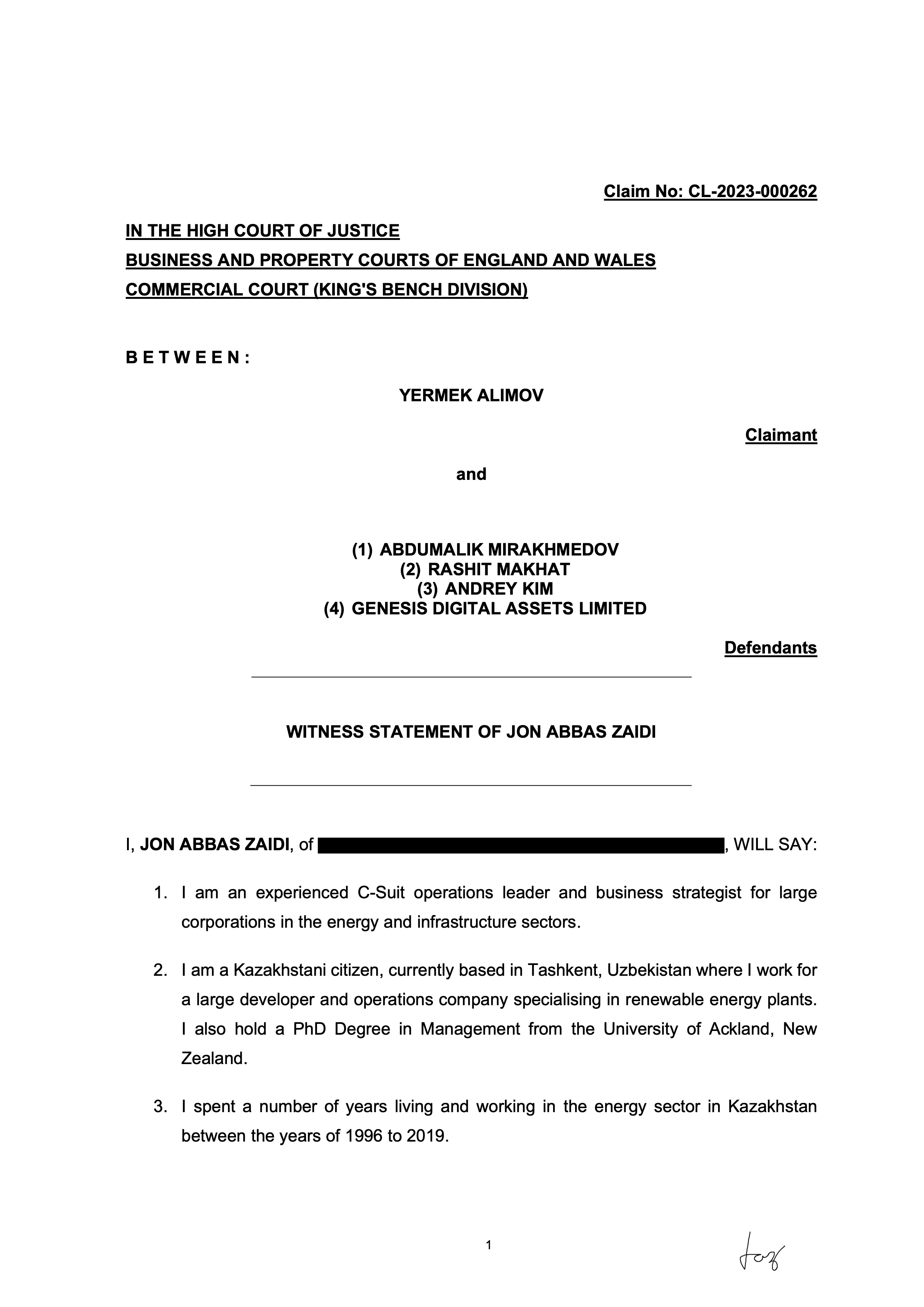 Witness Statement of John