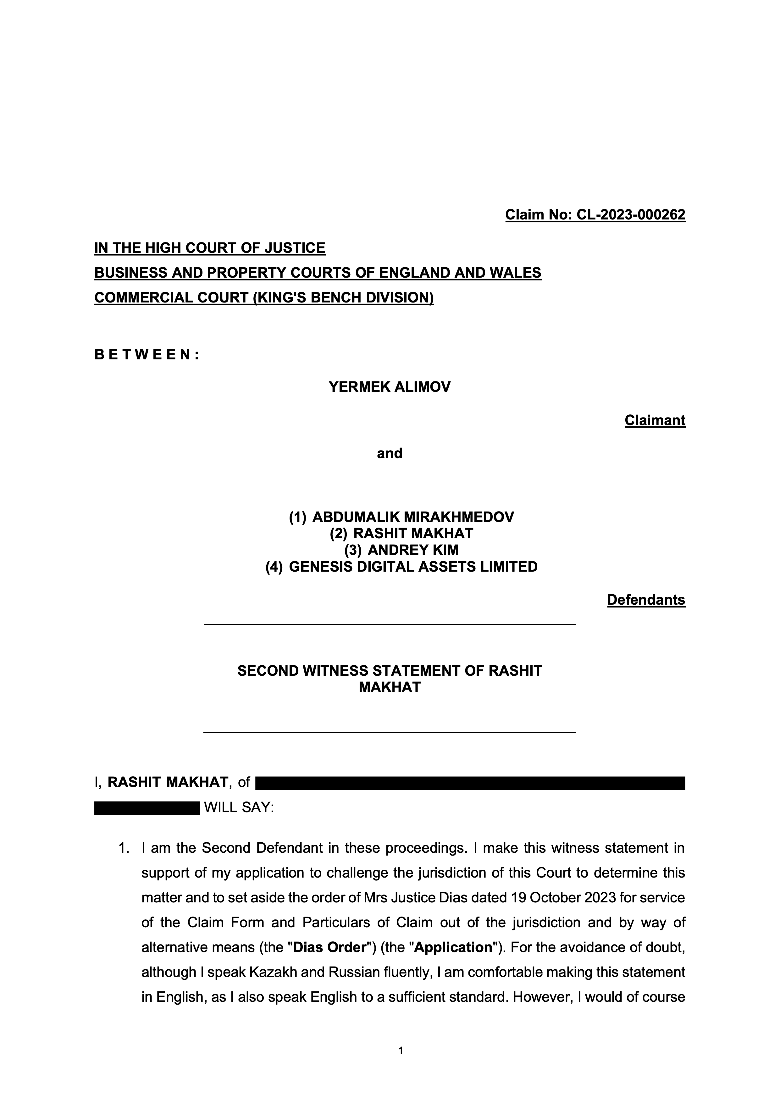 Second Witness Statement of RM